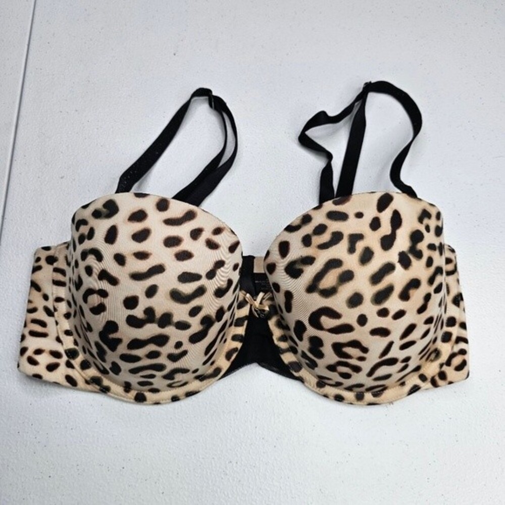 Victoria's Secret leopard print lined strapless bra 34D